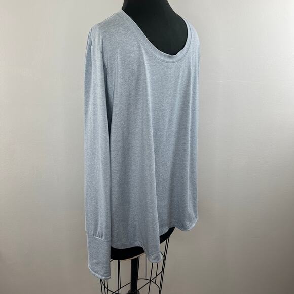 ATHLETA Blue Gray Star Crewneck Long Sleeve Thumb Hole Utempo Pullover Top 2X - Picture 2 of 6